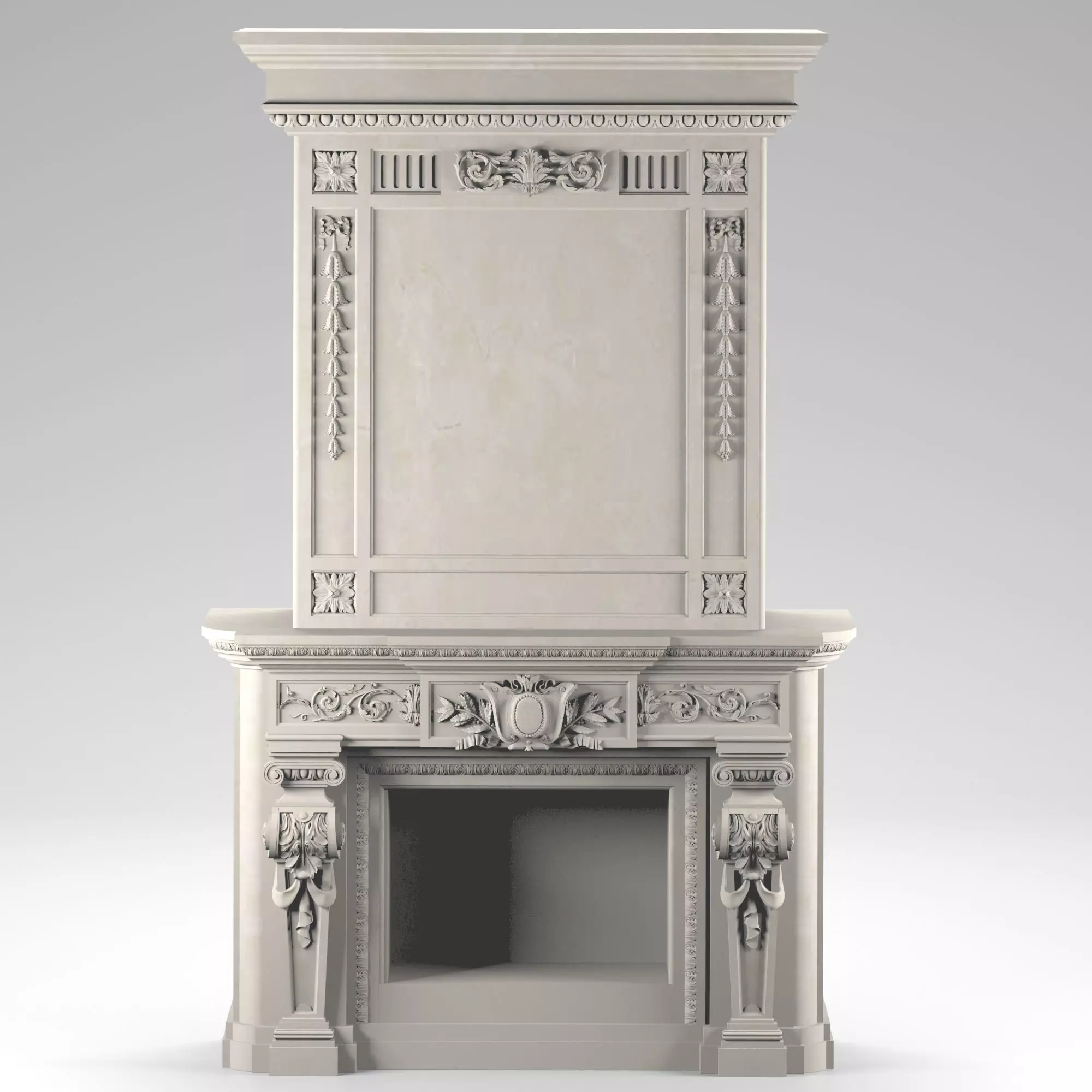 Fireplace marble 3D model_0