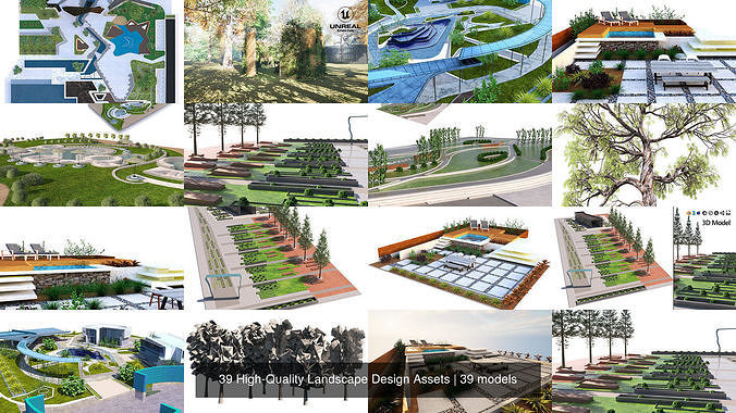 39 High-Quality Landscape Design Assets 3D Model Pack 5