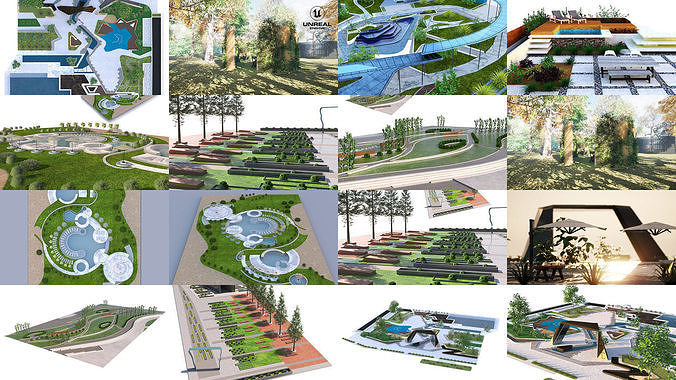 39 High-Quality Landscape Design Assets 3D Model Pack 6