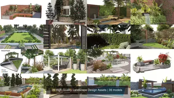 39 High-Quality Landscape Design Assets 3D Model Pack 2