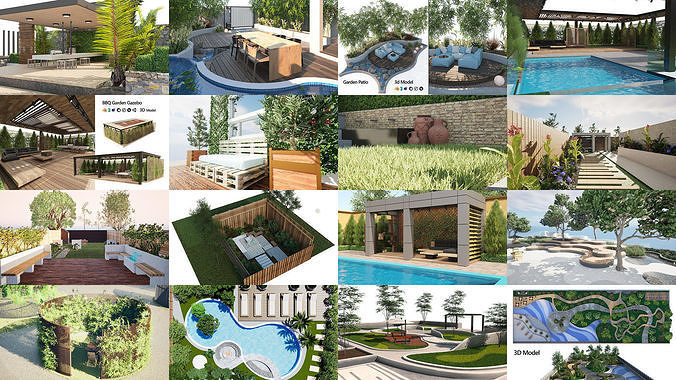 39 High-Quality Landscape Design Assets 3D Model Pack 4