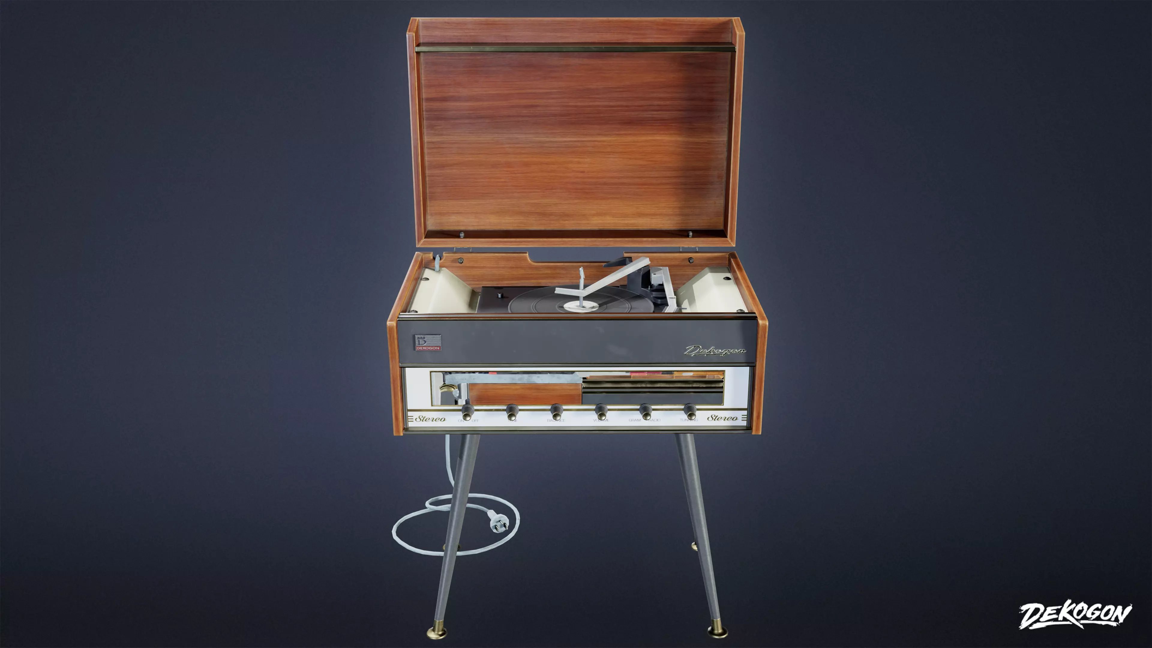 MIDCENTURY - Record Player 01 - LOW POLY Low-poly 3D model