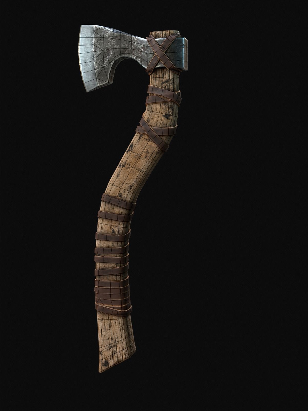 Onehanded Nordic battle axes Low-poly 3D model_7