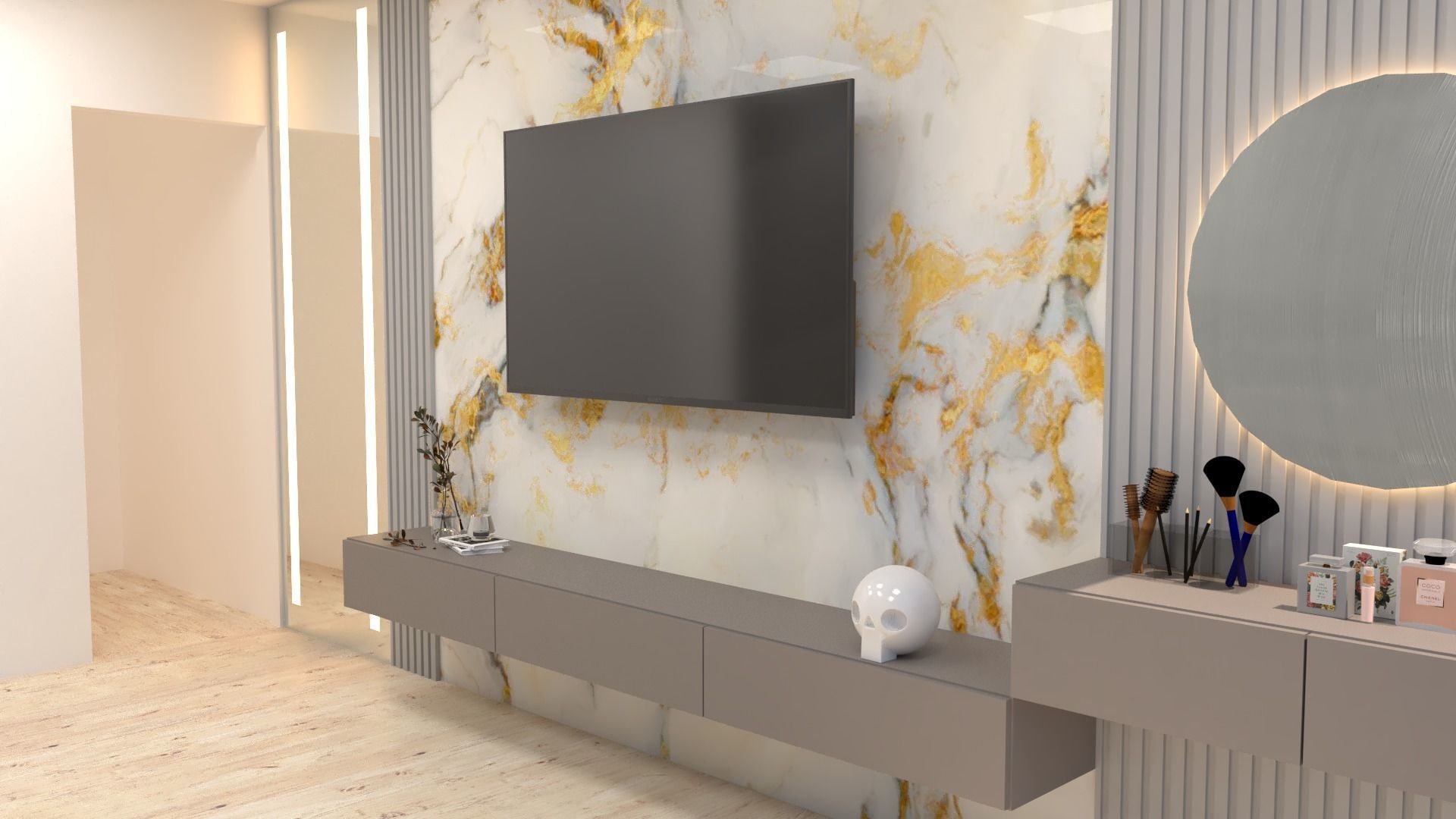 TV stand with Sketch up and  vray render 3D model_1