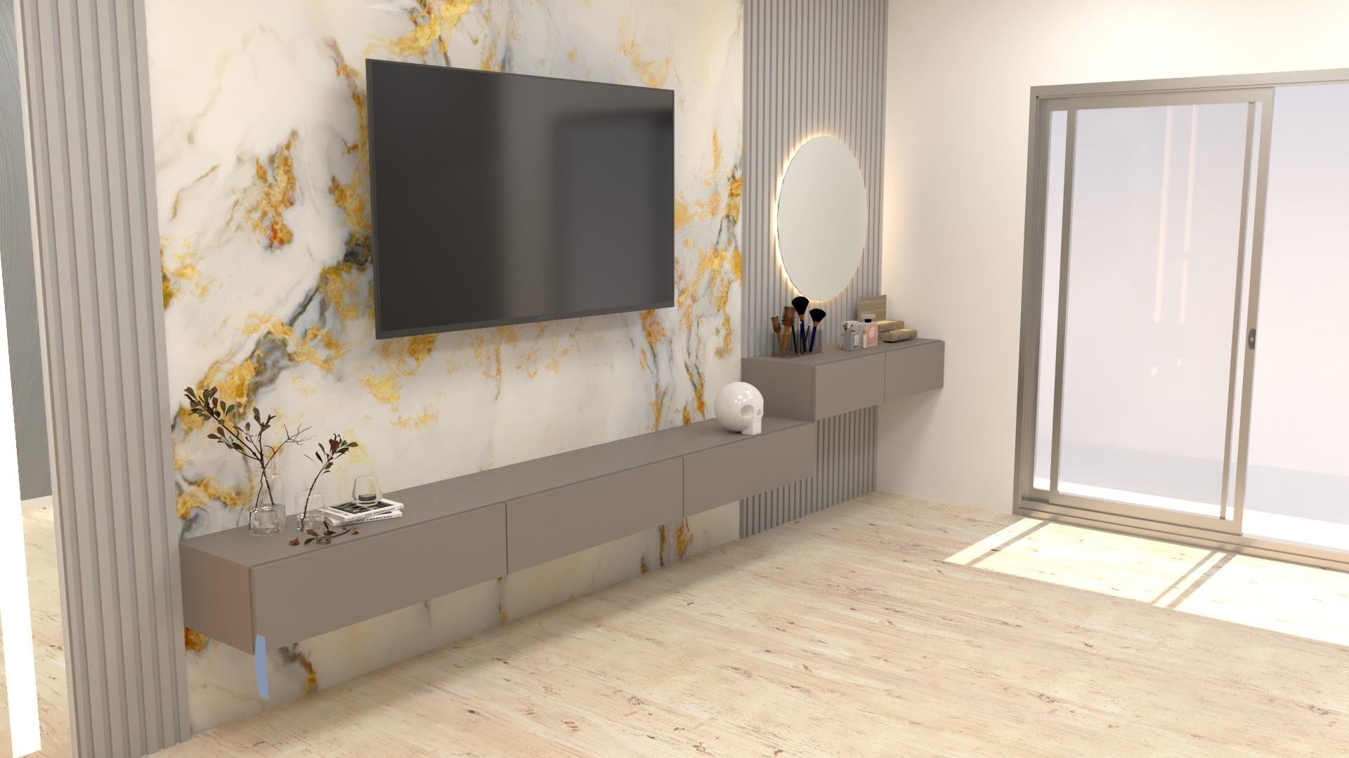 TV stand with Sketch up and  vray render 3D model_3