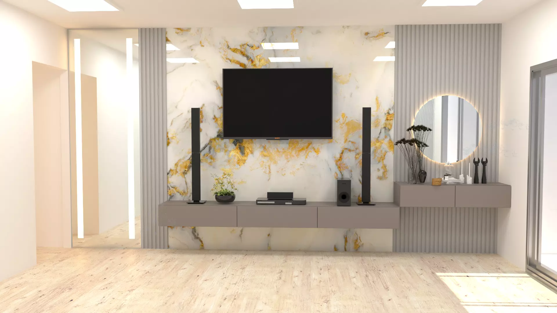 TV stand with Sketch up and  vray render 3D model_0