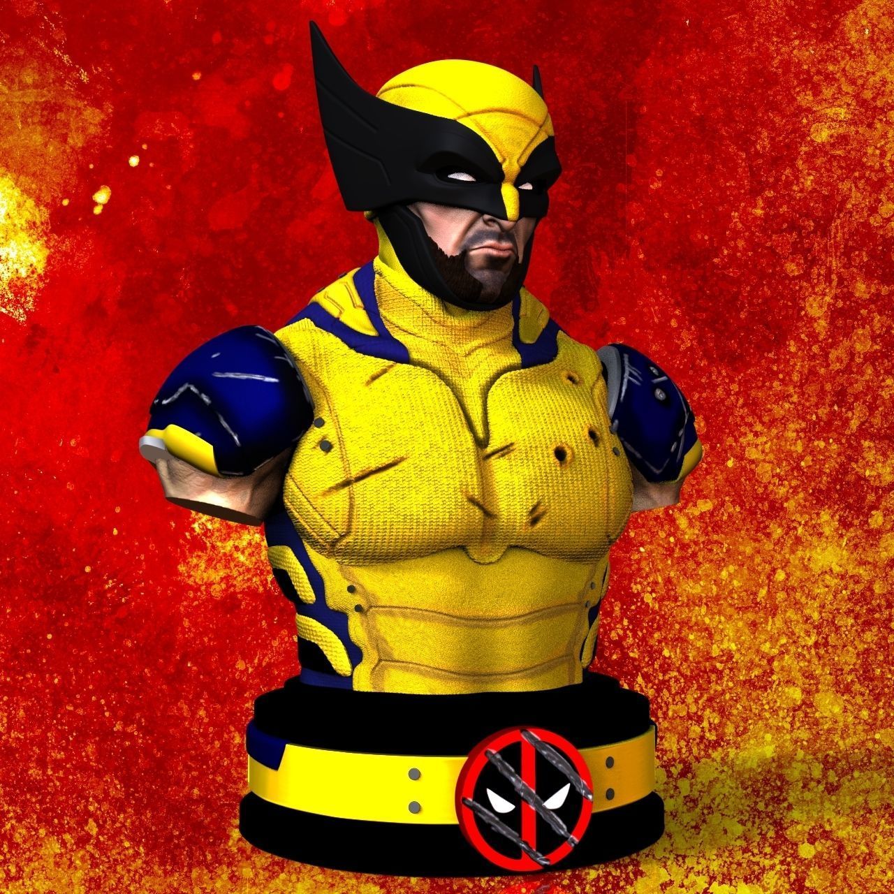 WOLVERINE BUST DEADPOOL MOVIE HUGE JACKMAN MARVEL 3D print model_3