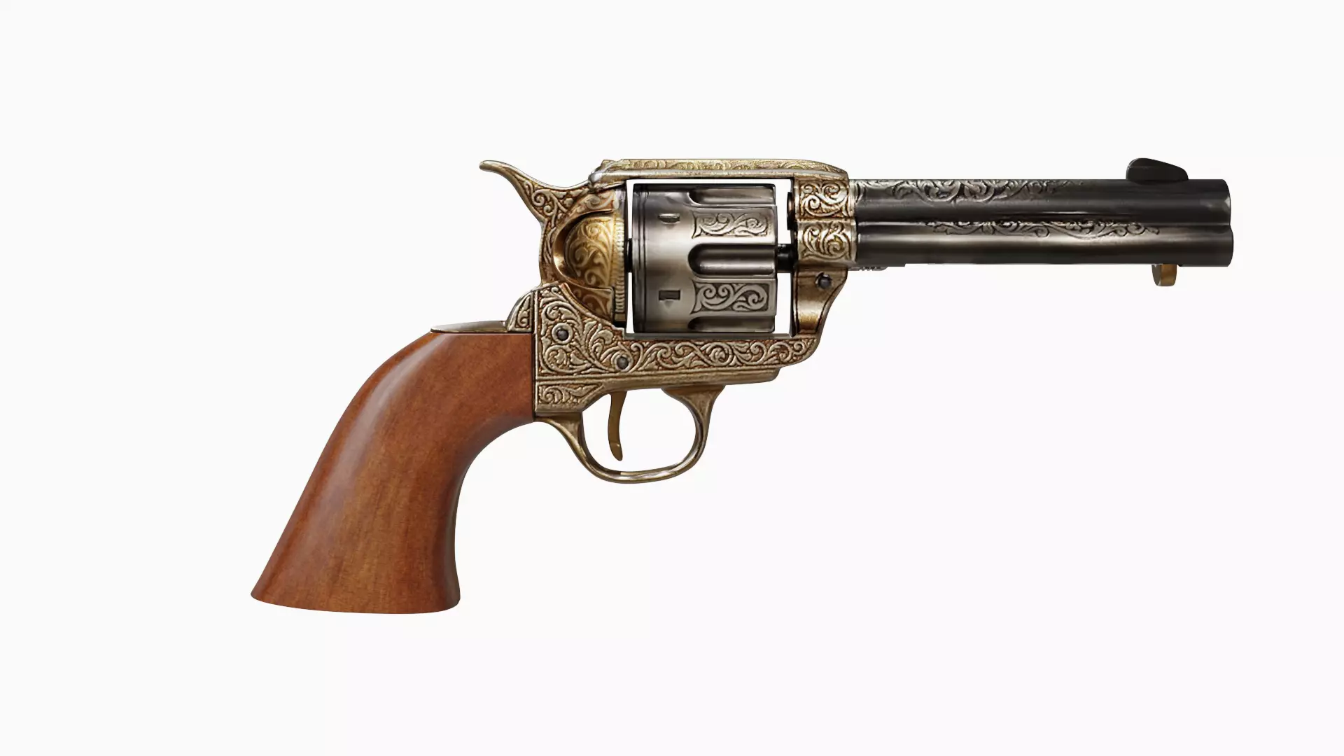 Pistol S Colt EUA 1886 Low-poly 3D model_0