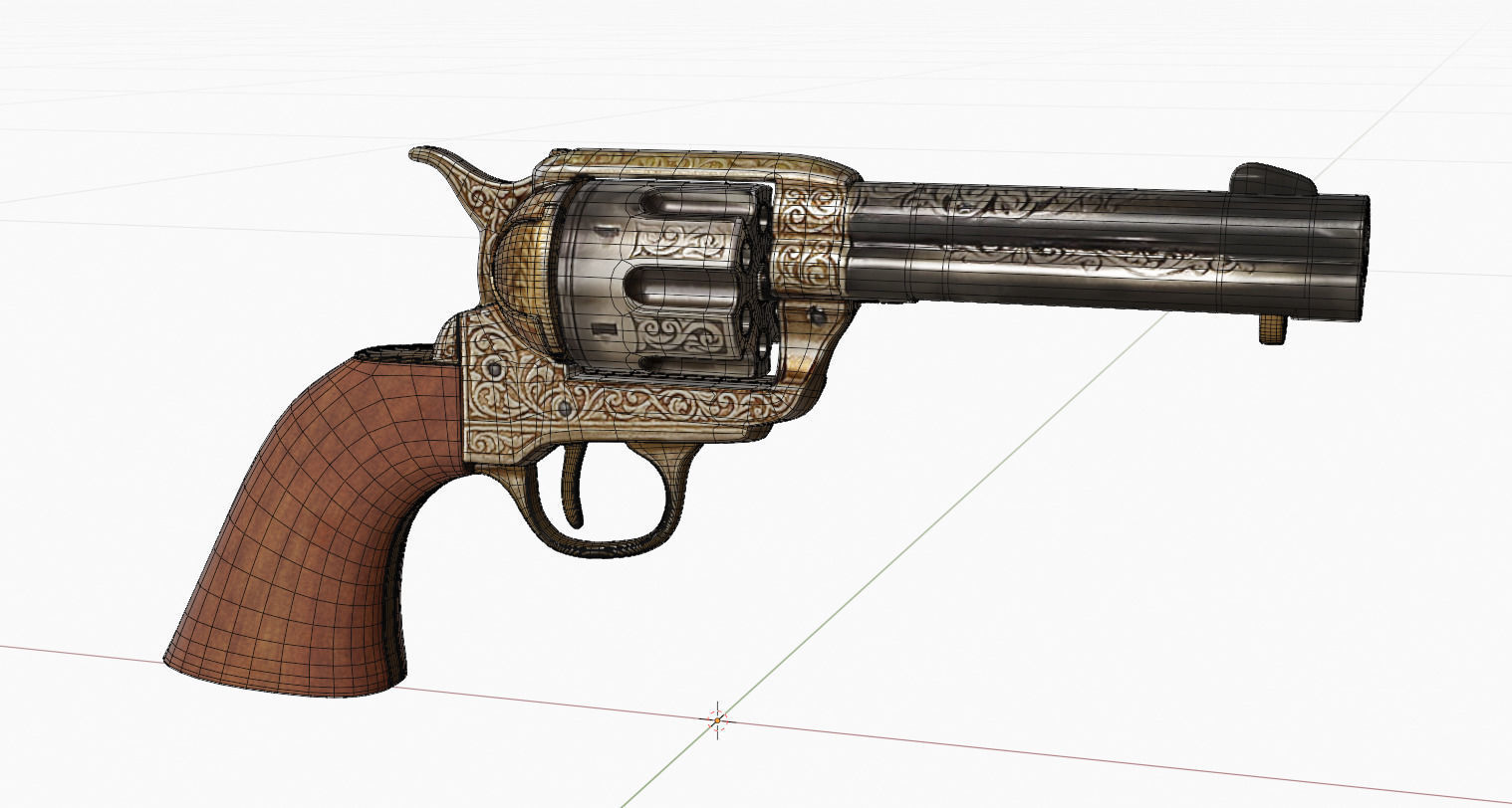 Pistol S Colt EUA 1886 Low-poly 3D model_6
