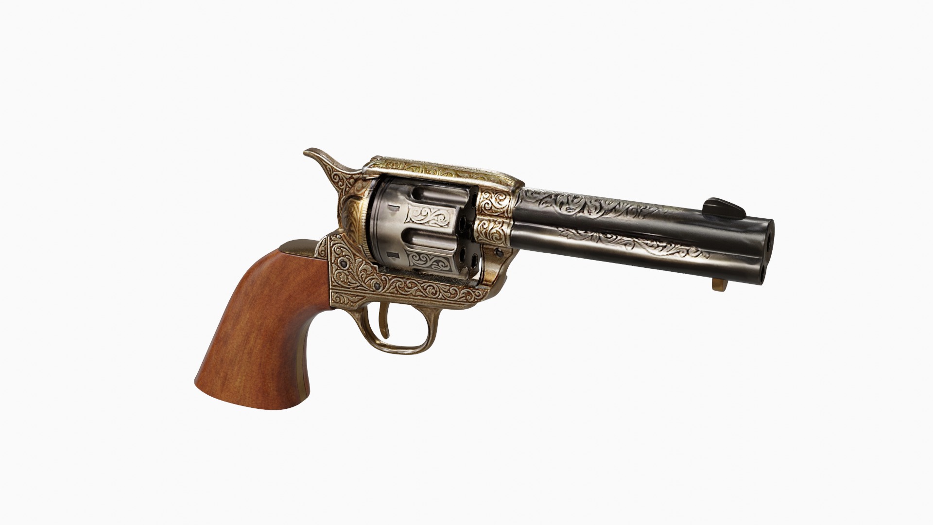 Pistol S Colt EUA 1886 Low-poly 3D model_2