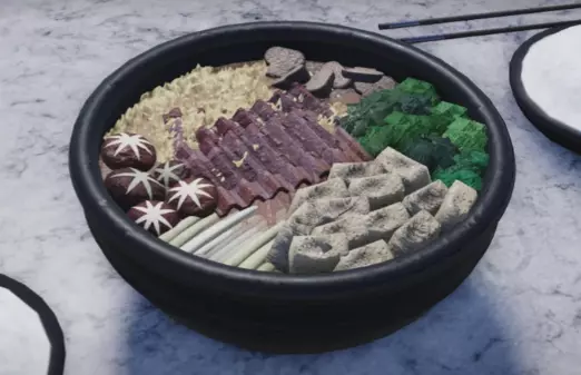 Japanese Sukiyaki Noodles Soup 3D Model 3D model_0