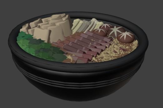 Japanese Sukiyaki Noodles Soup 3D Model 3D model_2
