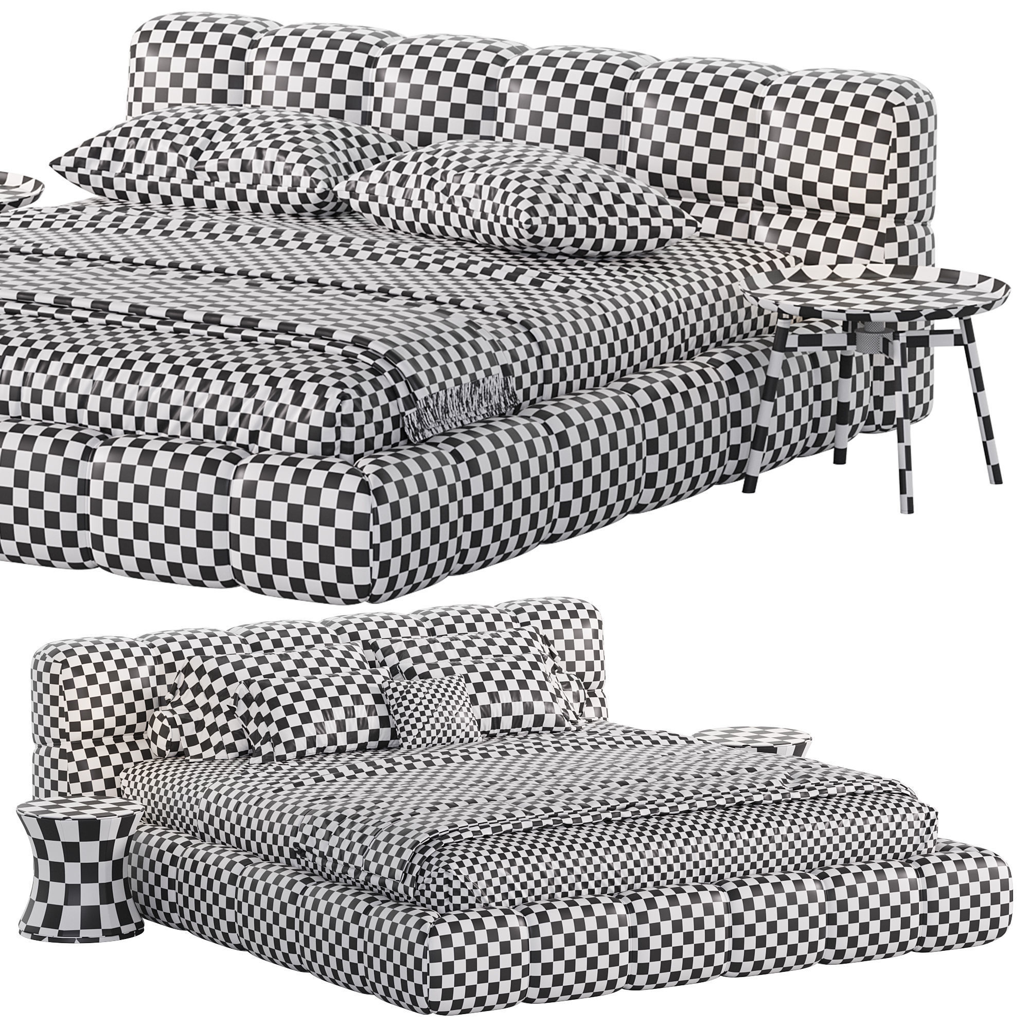 Modern Upholstered Bed Frame 3D model_6