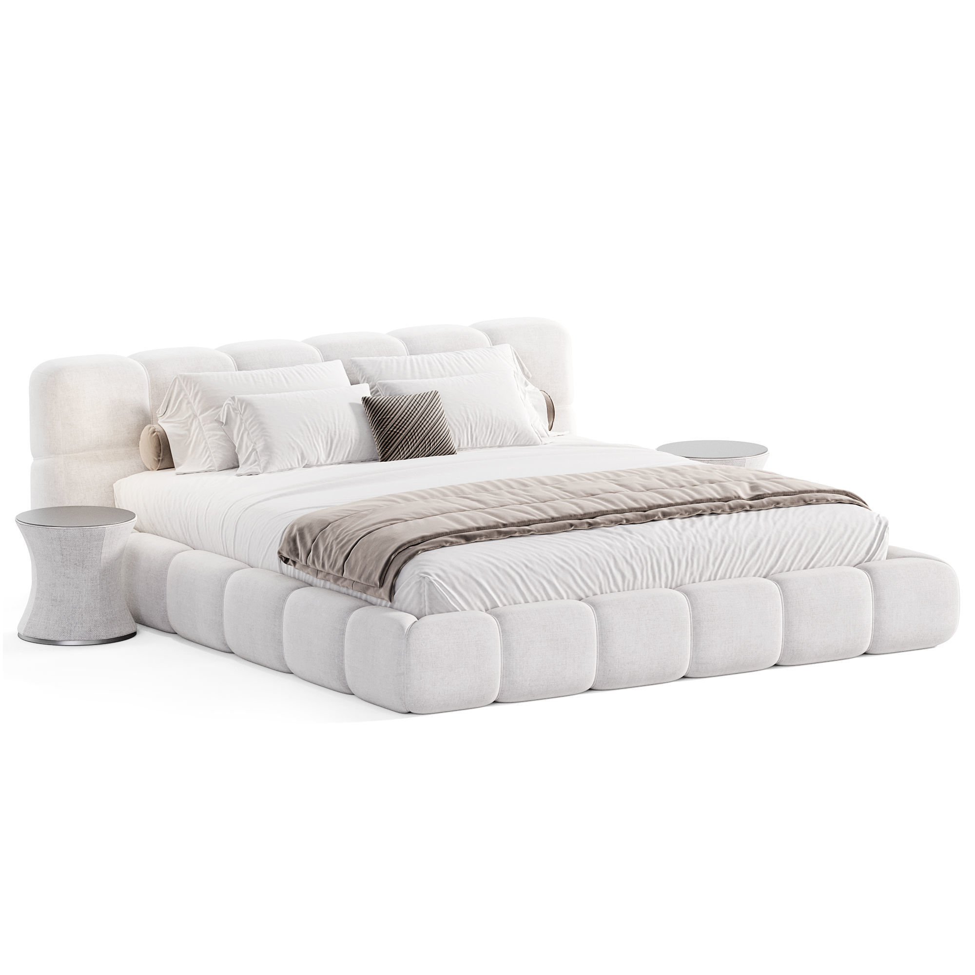 Modern Upholstered Bed Frame 3D model_3