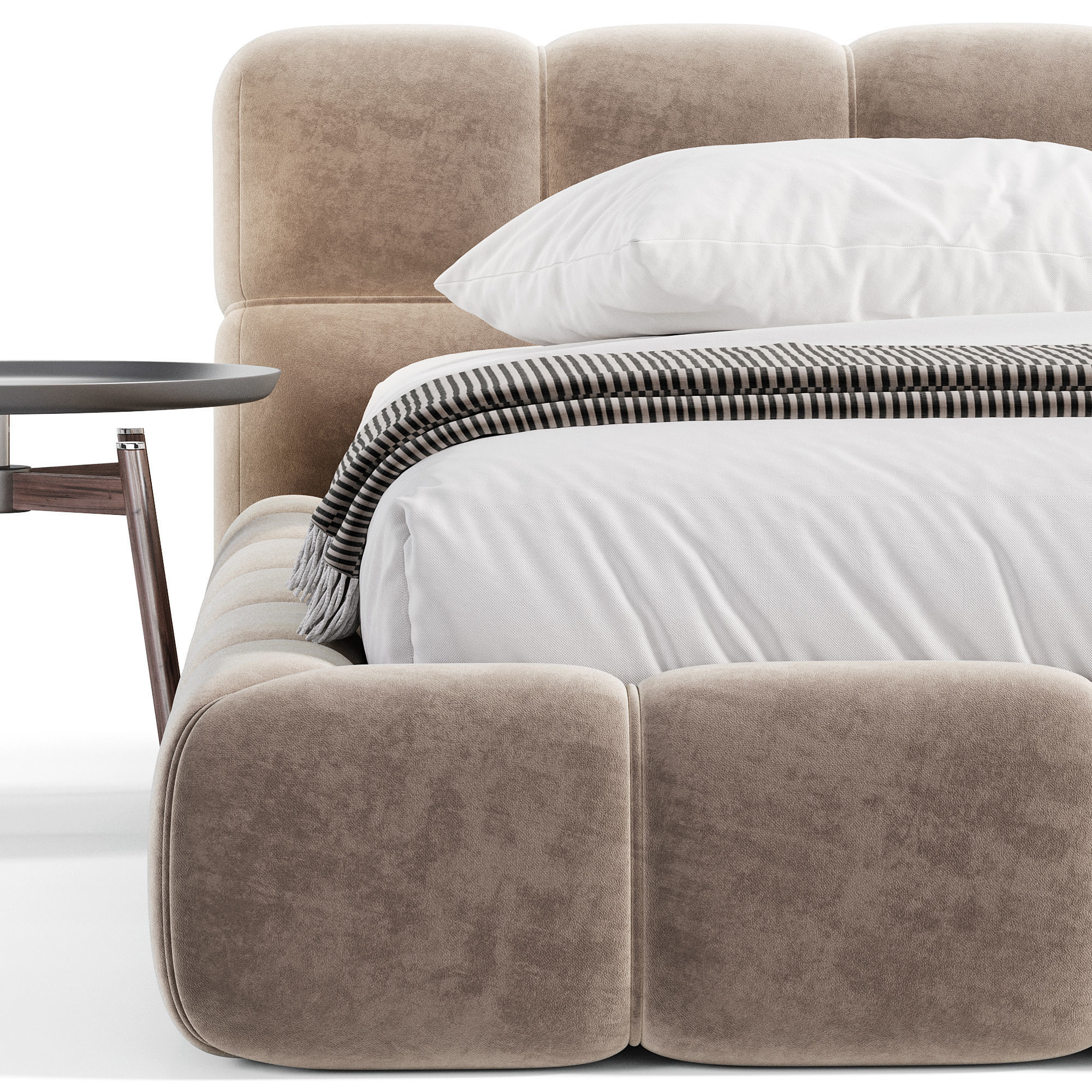 Modern Upholstered Bed Frame 3D model_4