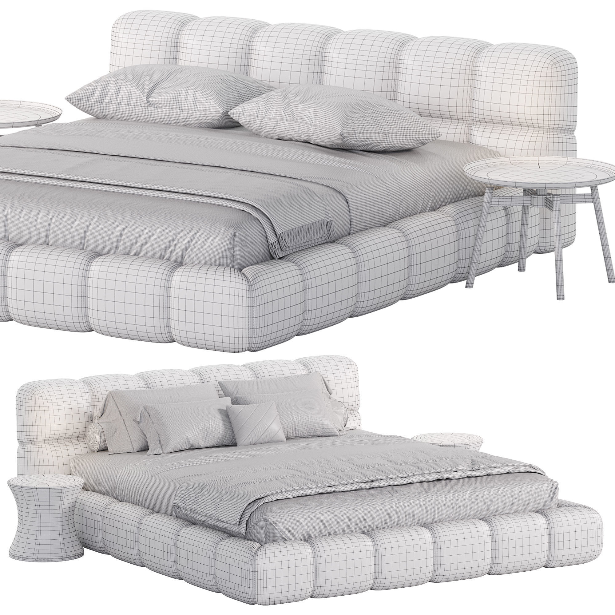 Modern Upholstered Bed Frame 3D model_7