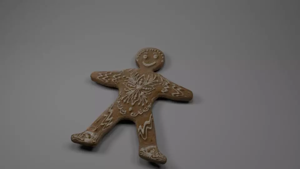 Christmas gingerbread man cookie Low-poly 3D model_0