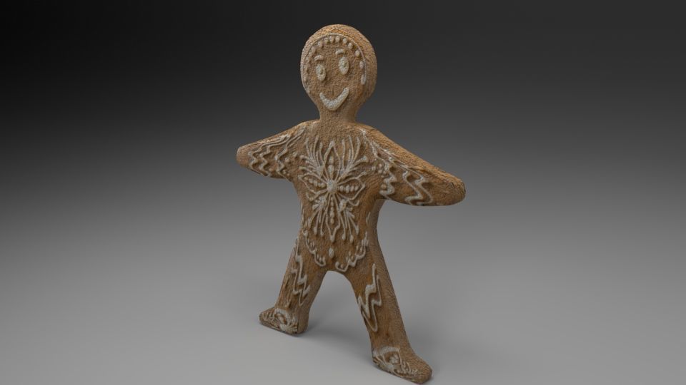 Christmas gingerbread man cookie Low-poly 3D model_3