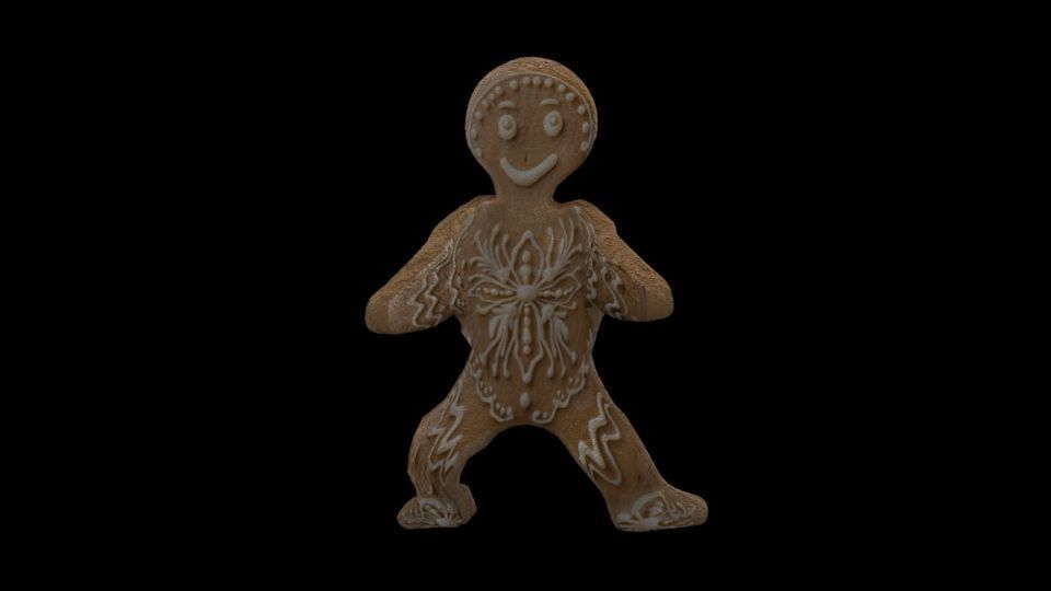 Christmas gingerbread man cookie Low-poly 3D model_6