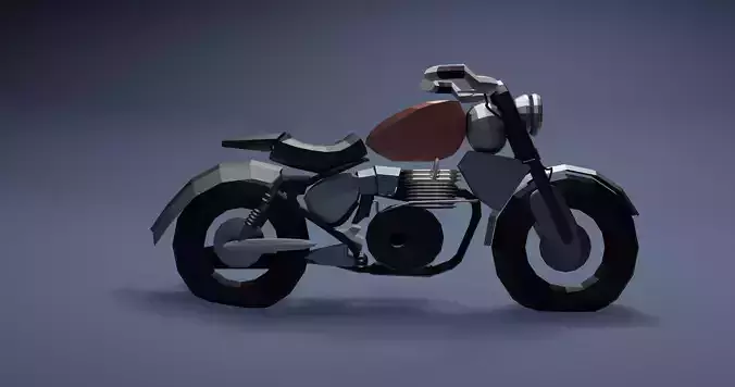 3d model of a low poly motorcycle