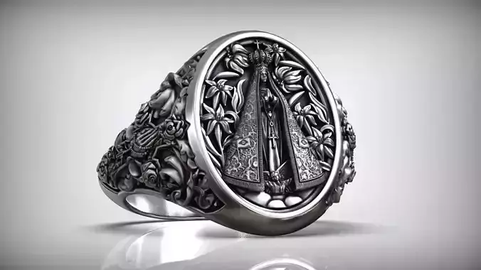 Our Lady of Aparecida Nossa Senhora Flowers Christian Ring 3D print model