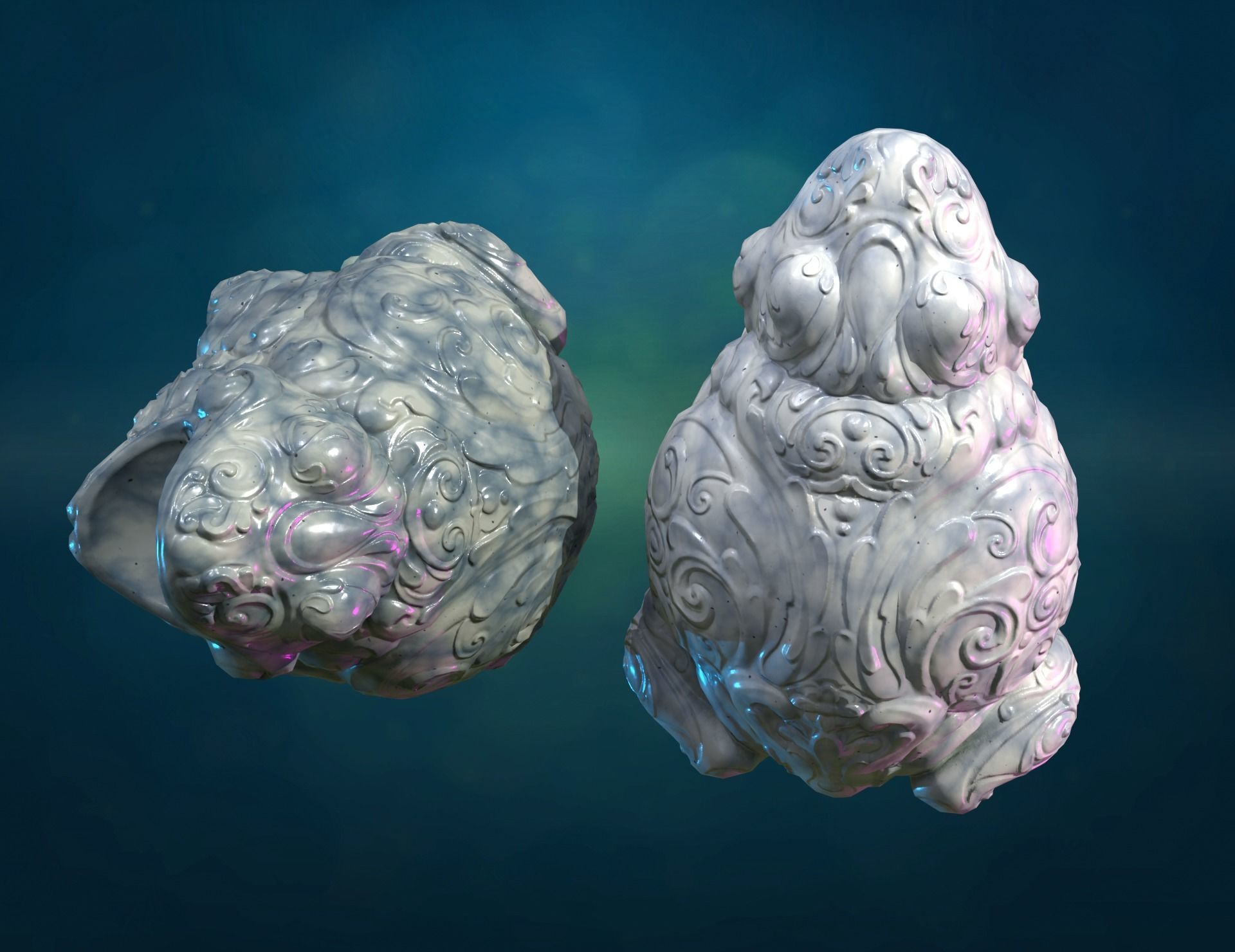 Marble Toad Frog PBR Low-poly 3D model_7