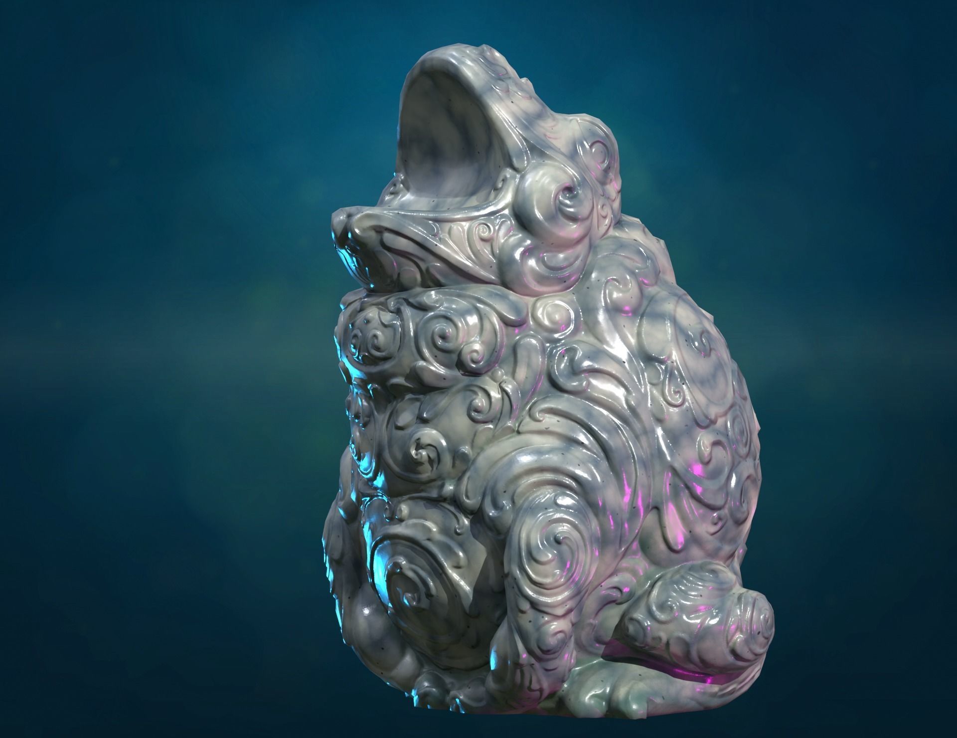 Marble Toad Frog PBR Low-poly 3D model_3