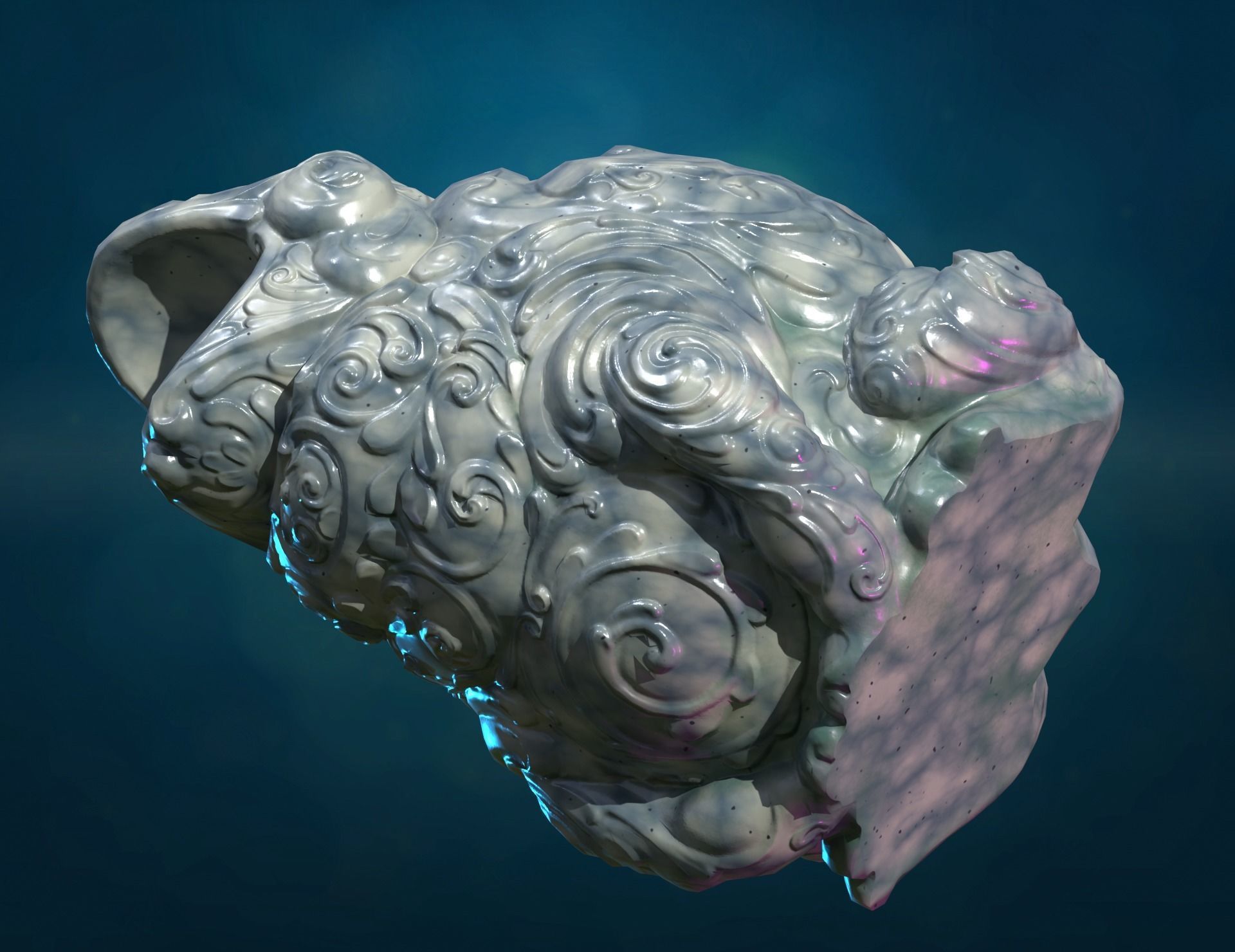 Marble Toad Frog PBR Low-poly 3D model_4