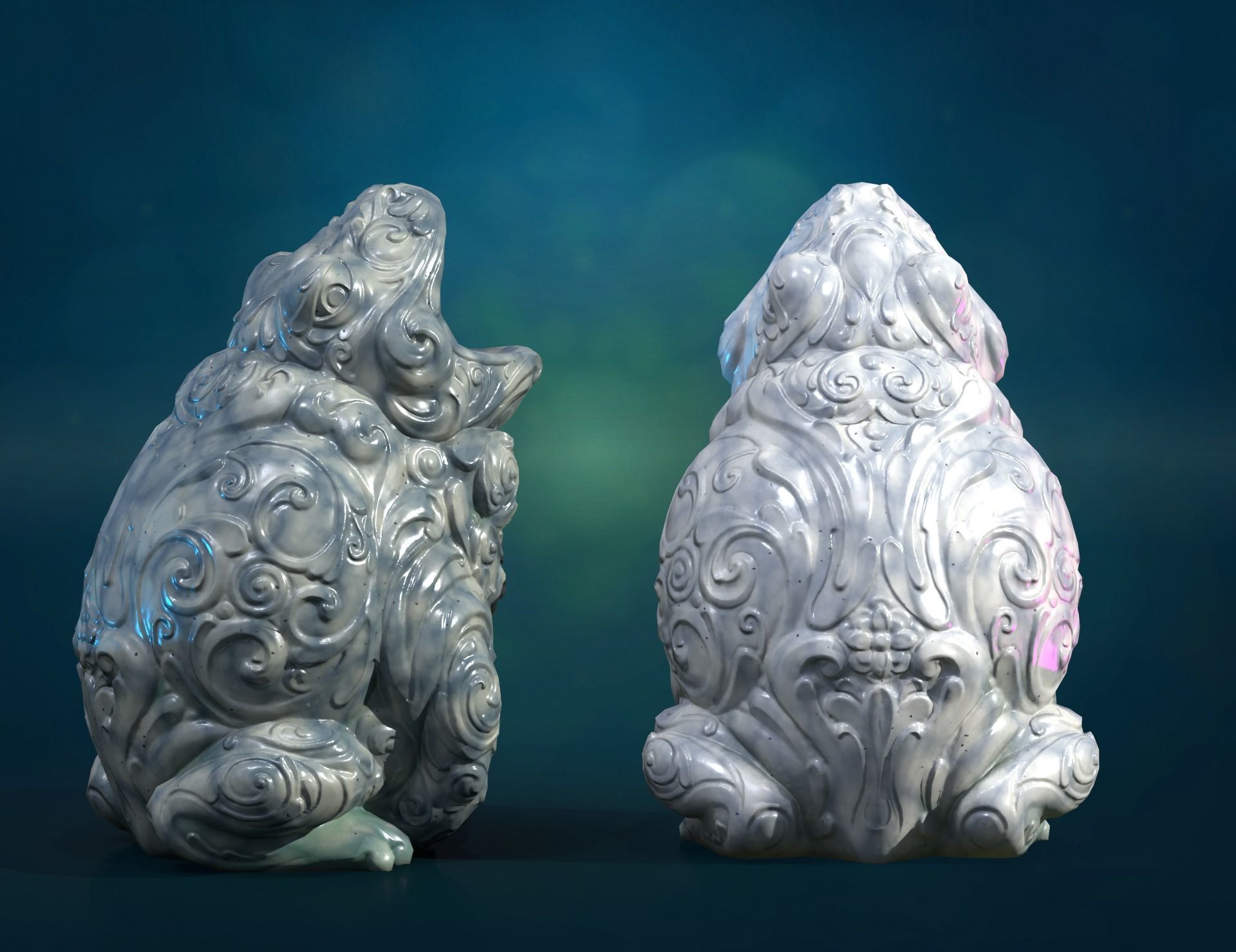 Marble Toad Frog PBR Low-poly 3D model_6