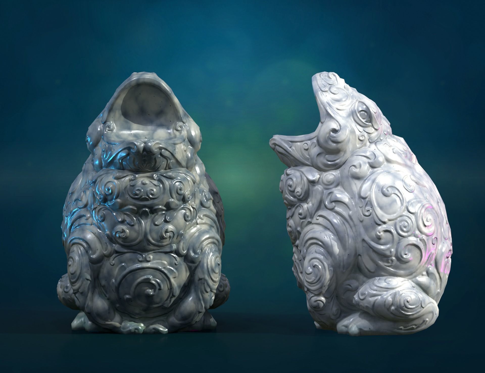 Marble Toad Frog PBR Low-poly 3D model_5