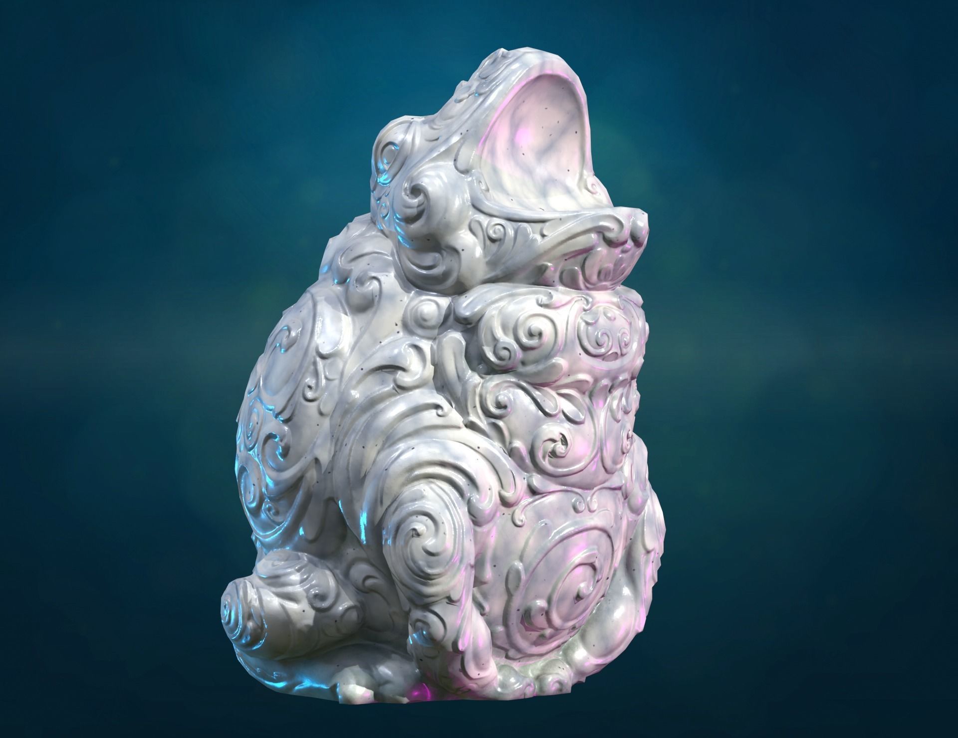 Marble Toad Frog PBR Low-poly 3D model_2