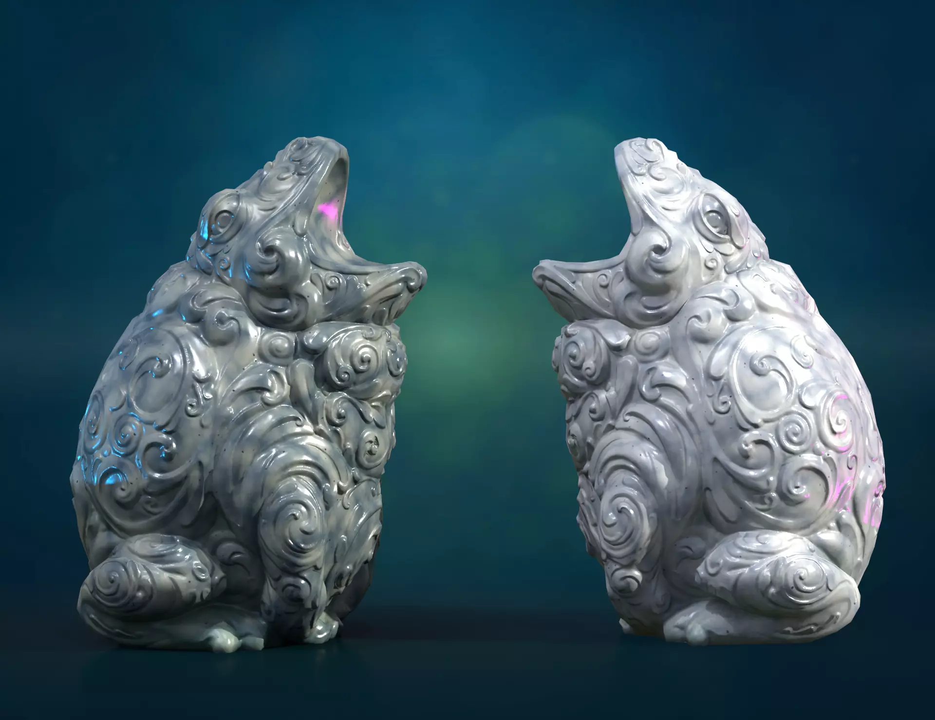 Marble Toad Frog PBR Low-poly 3D model_0