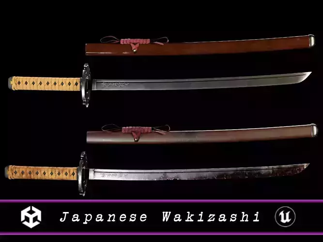 Japanese Wakizashi - Asian Sword   Low-poly 3D model Japanese Wakizashi - Asian Sword   Low-poly 3D model
