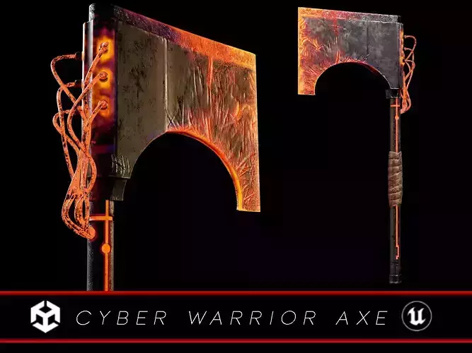 Cyber Warrior Axe  Low-poly 3D model