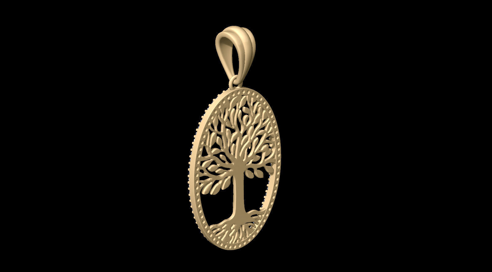 Tree of Life Oval Pendant 30x20 mm with Diamonds 3D print model_16