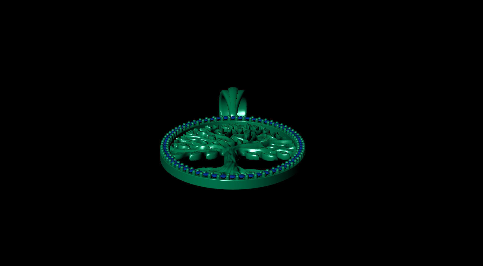 Tree of Life Oval Pendant 30x20 mm with Diamonds 3D print model_13