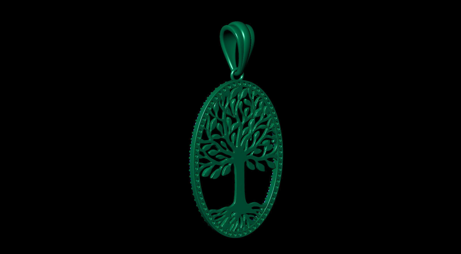 Tree of Life Oval Pendant 30x20 mm with Diamonds 3D print model_10