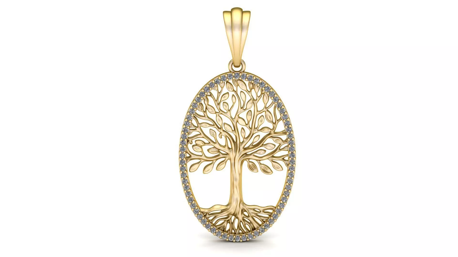 Tree of Life Oval Pendant 30x20 mm with Diamonds 3D print model_0