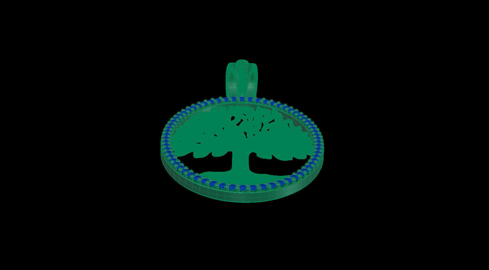 Tree of Life Oval Pendant 30x20 mm with Diamonds 3D print model_21