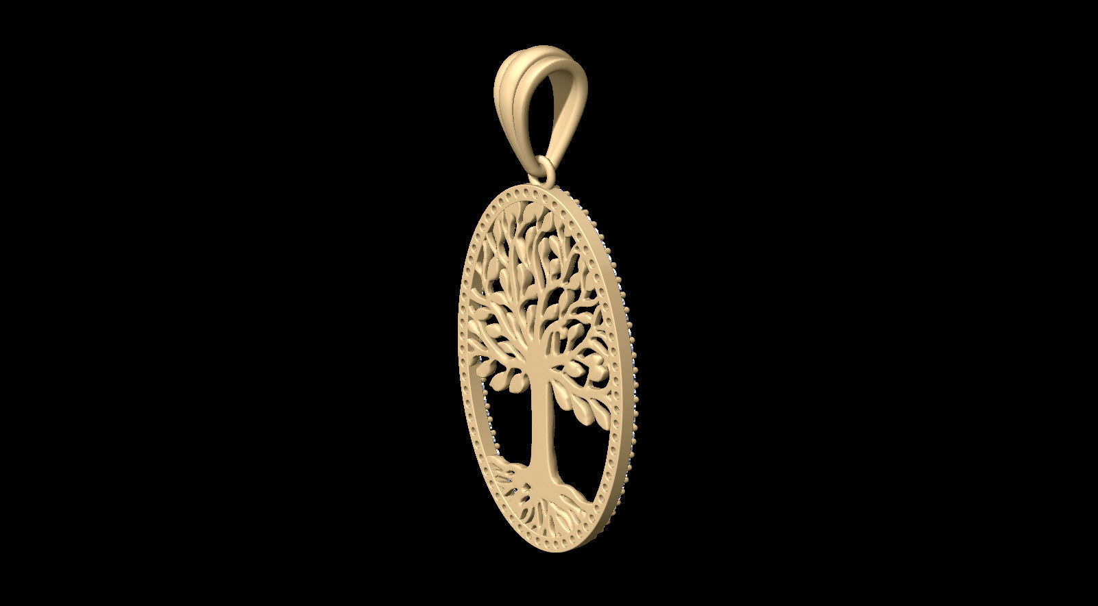 Tree of Life Oval Pendant 30x20 mm with Diamonds 3D print model_17