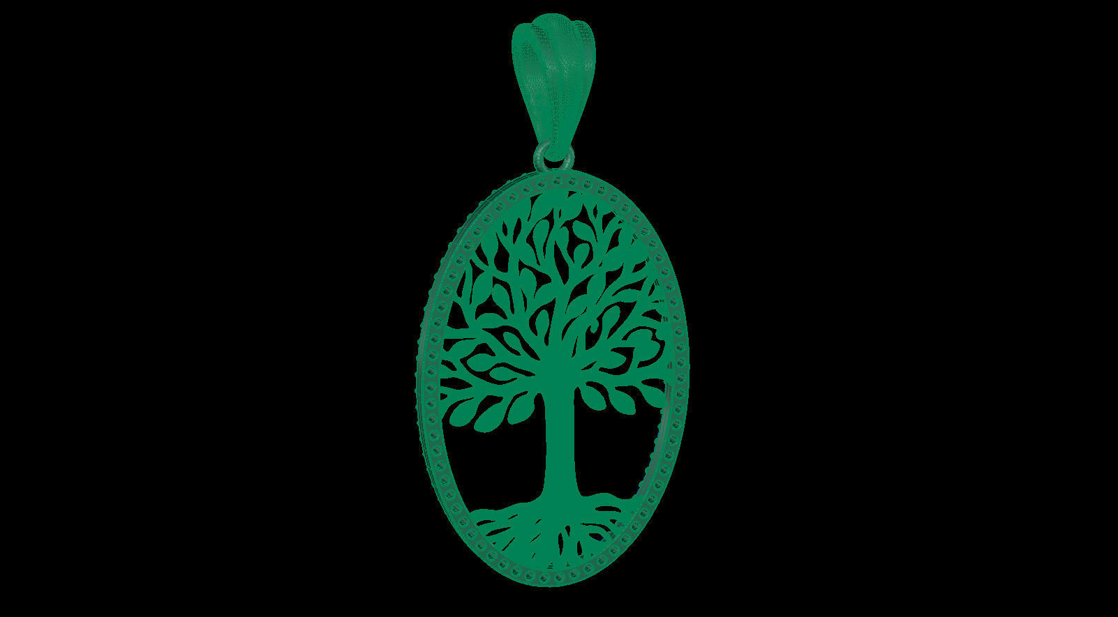 Tree of Life Oval Pendant 30x20 mm with Diamonds 3D print model_20