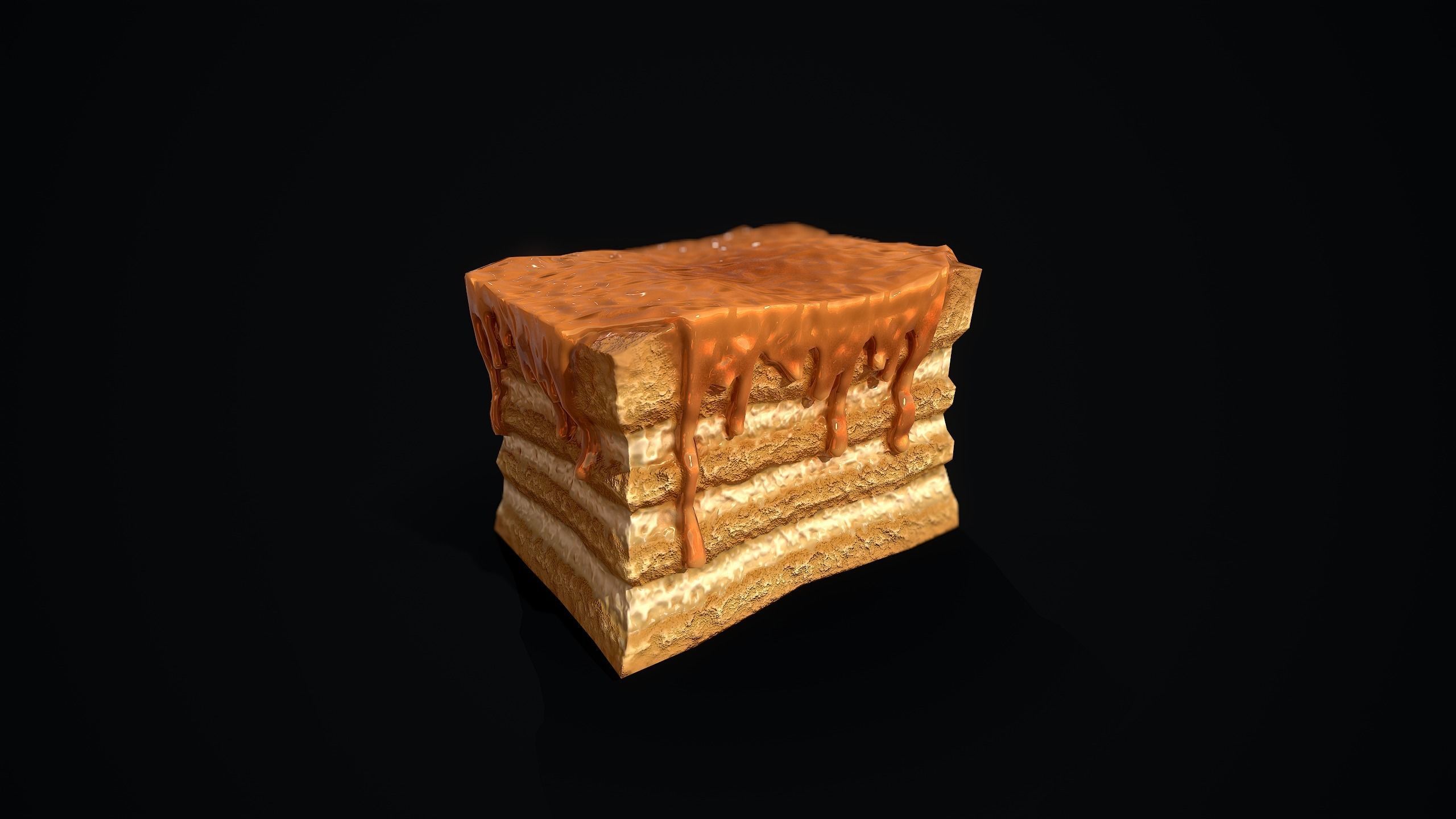 Honey Cake Low-poly 3D model_5