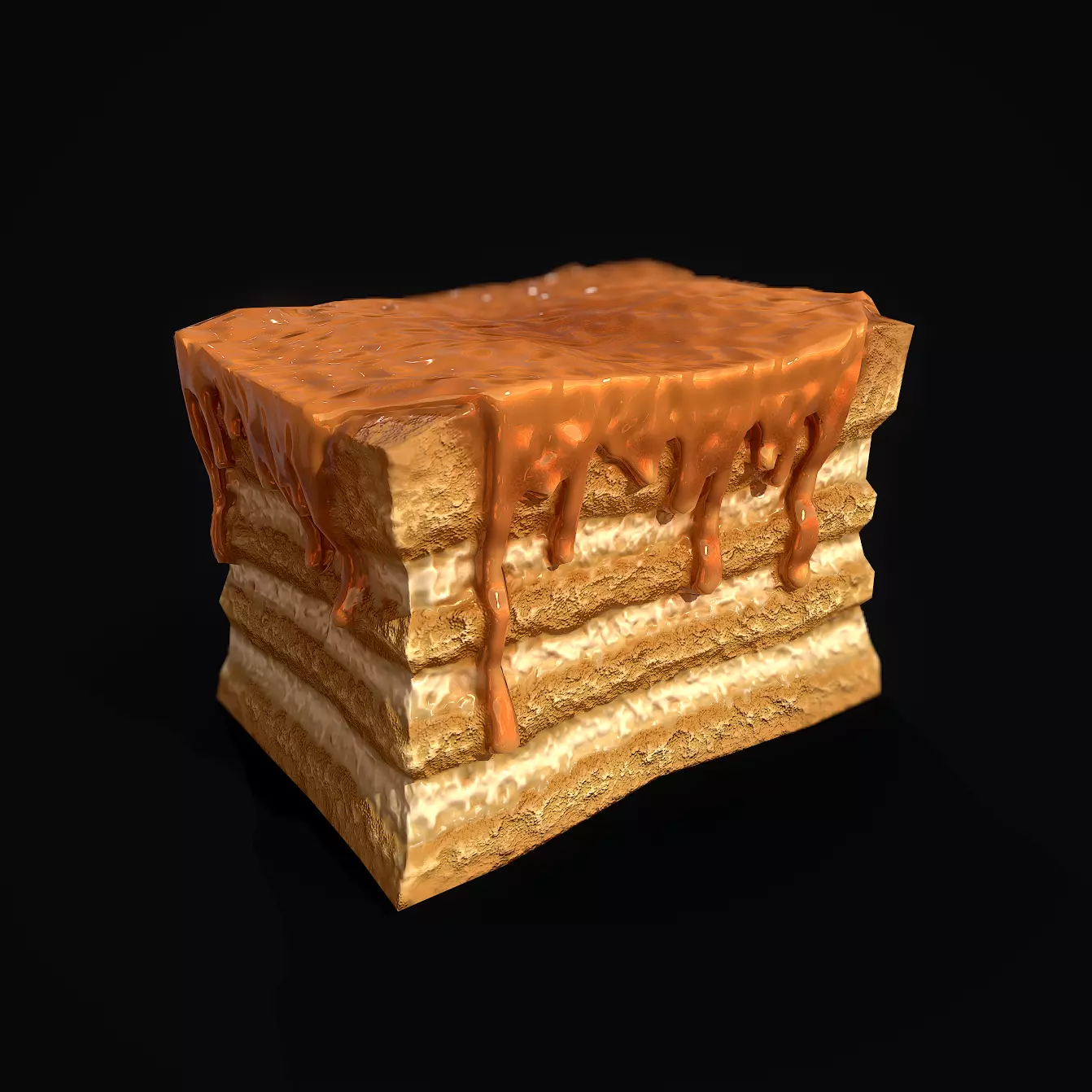 Honey Cake Low-poly 3D model_0