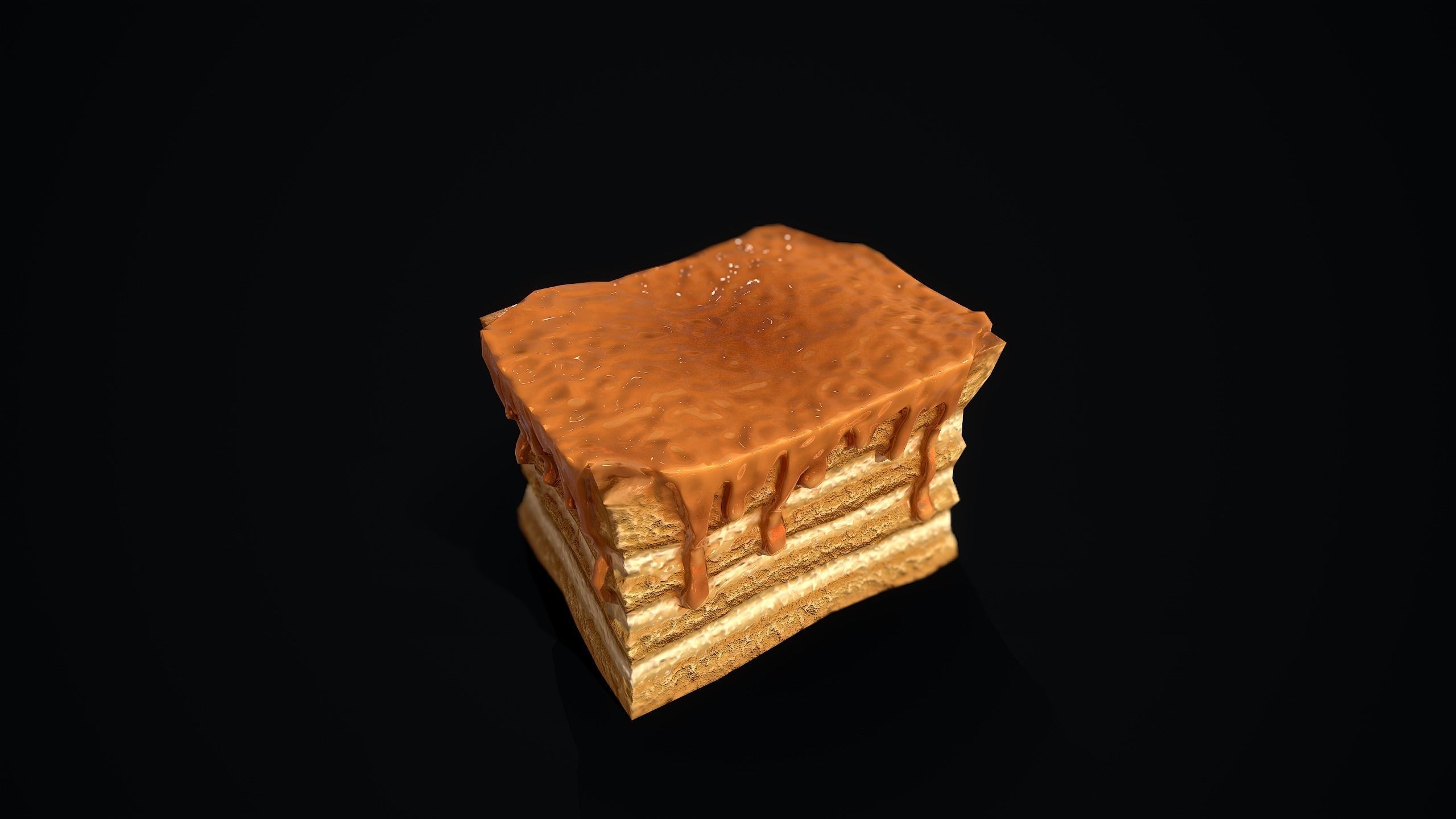Honey Cake Low-poly 3D model_3