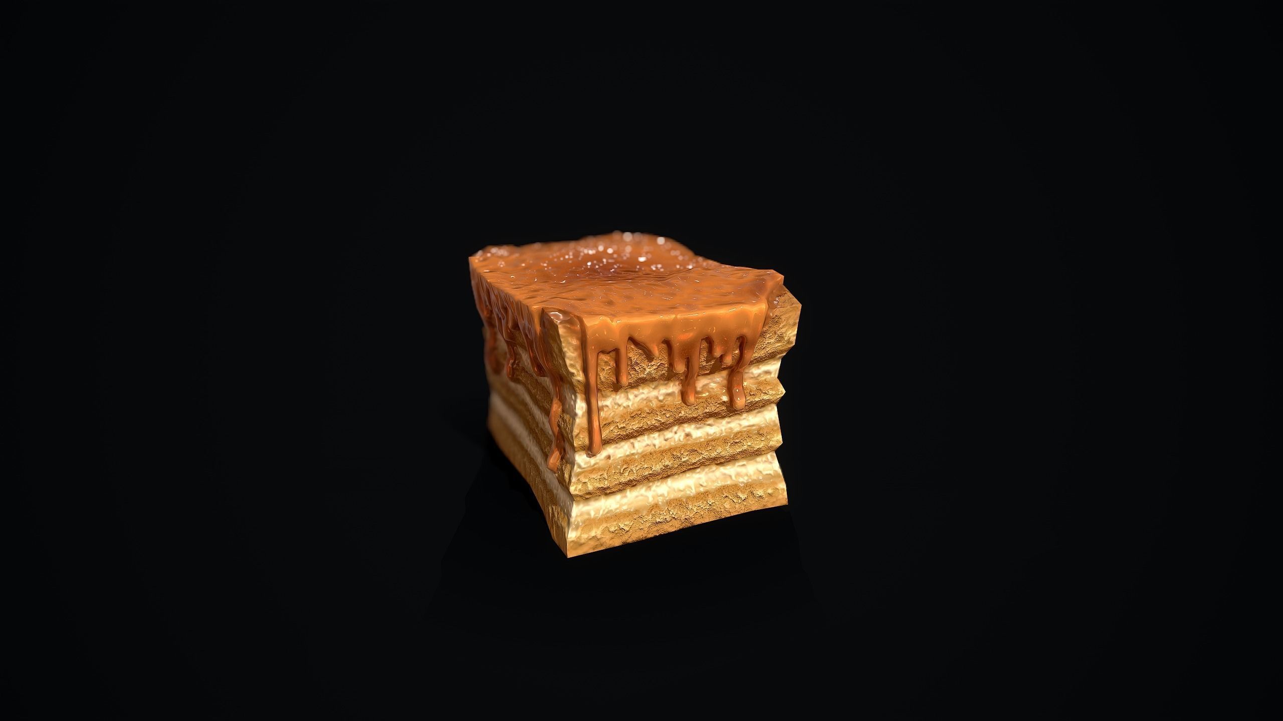 Honey Cake Low-poly 3D model_7