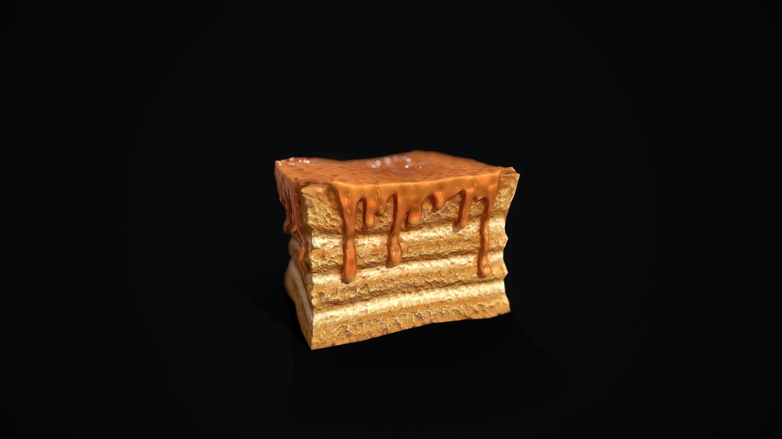 Honey Cake Low-poly 3D model_4