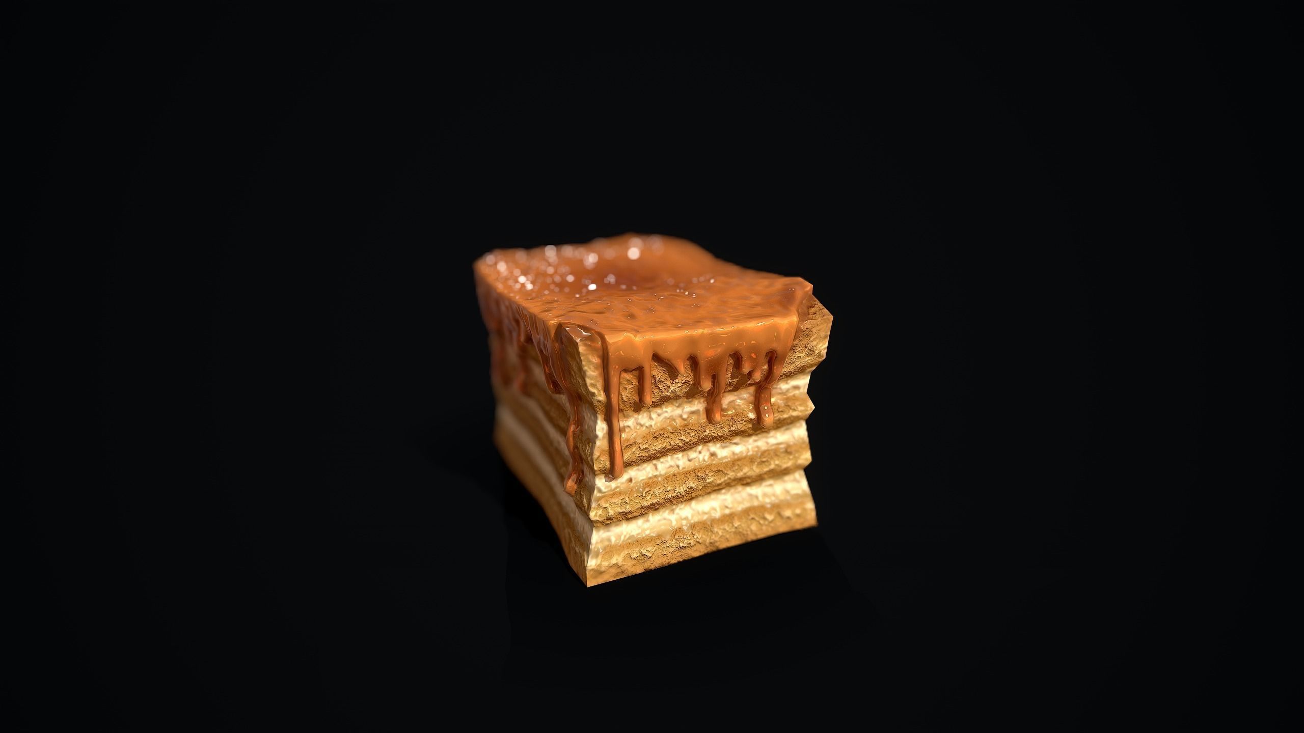 Honey Cake Low-poly 3D model_6