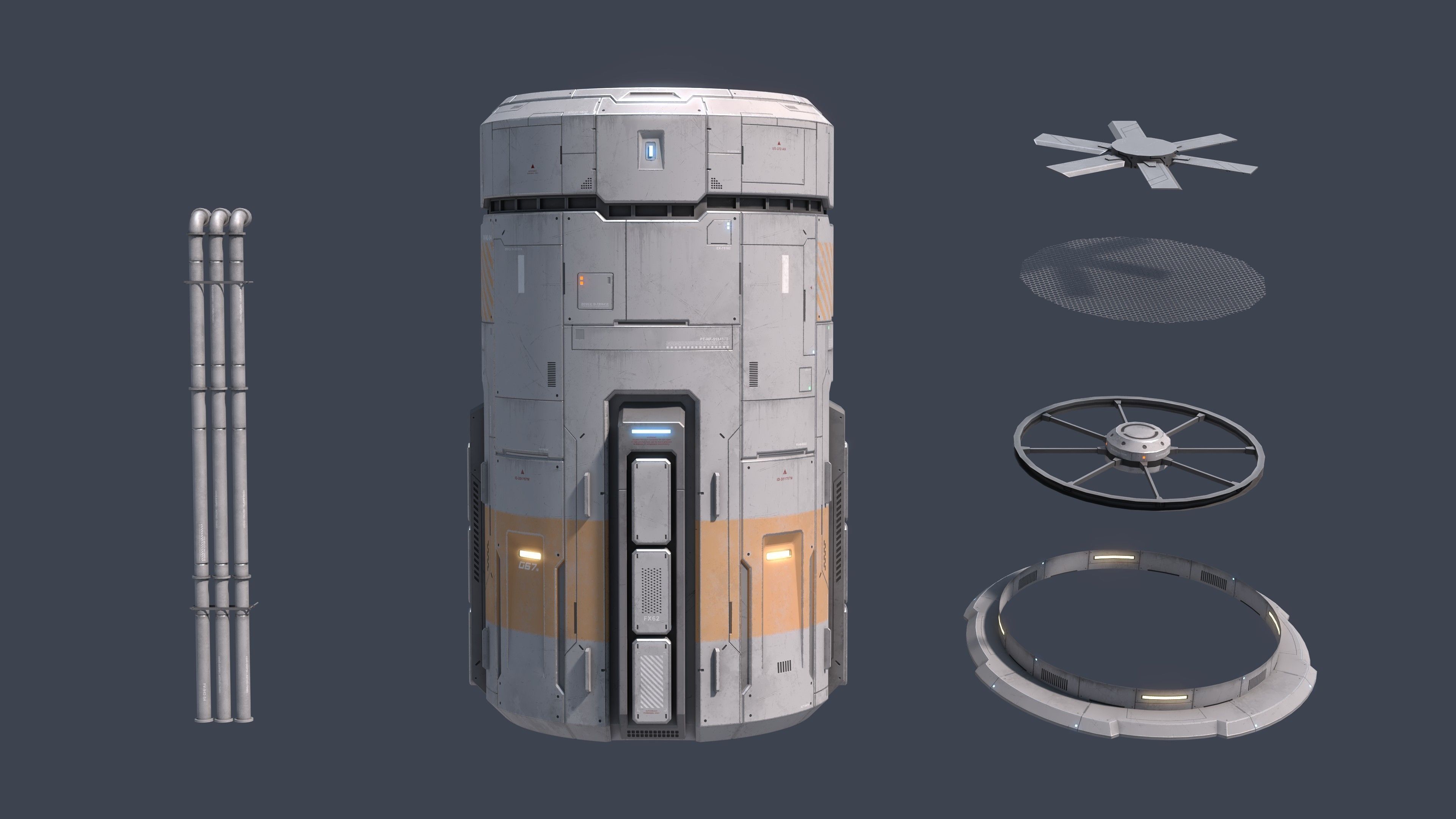 Sci-Fi Building 007 Industry-PBR Low-poly 3D model_8