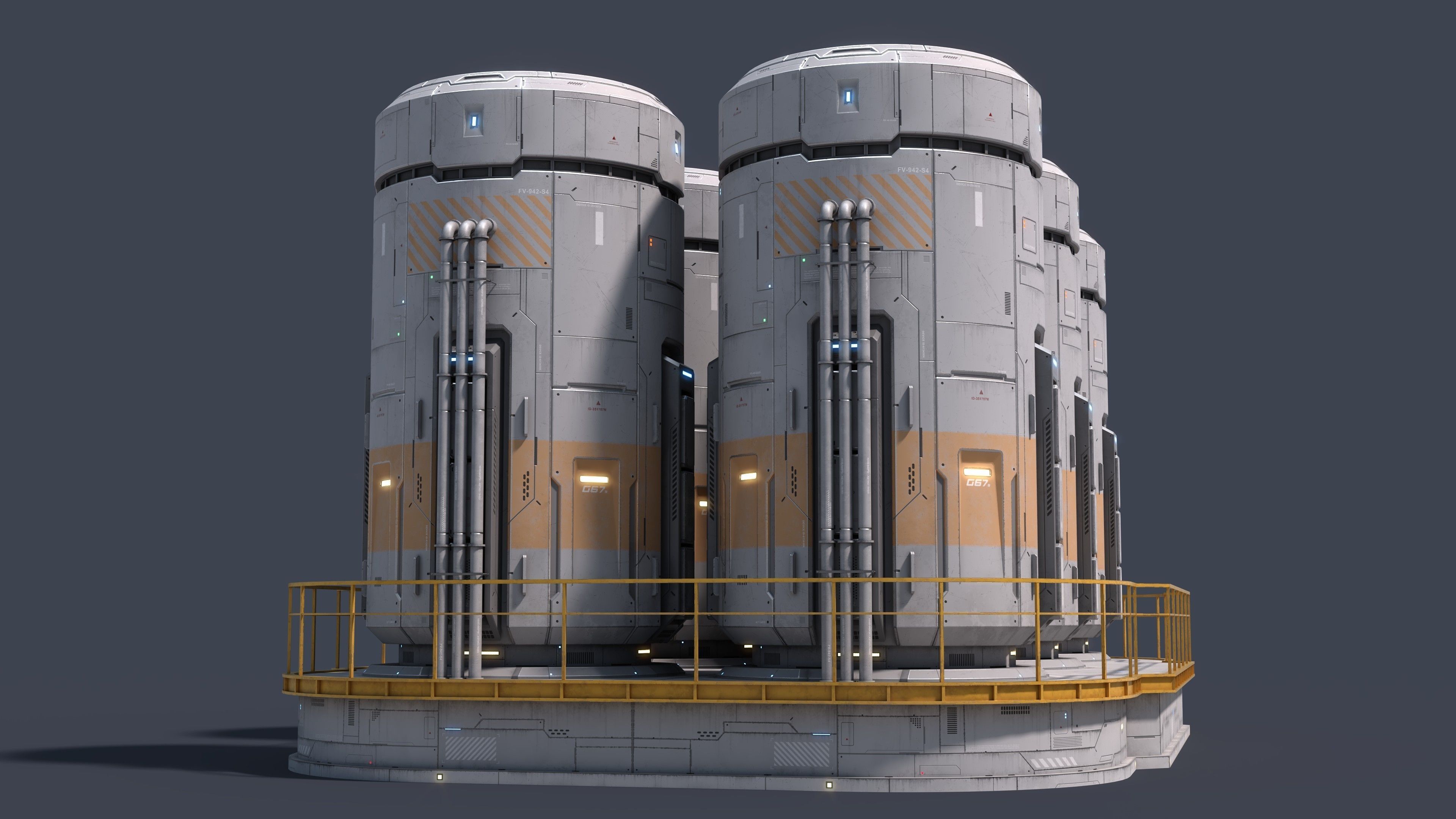 Sci-Fi Building 007 Industry-PBR Low-poly 3D model_4