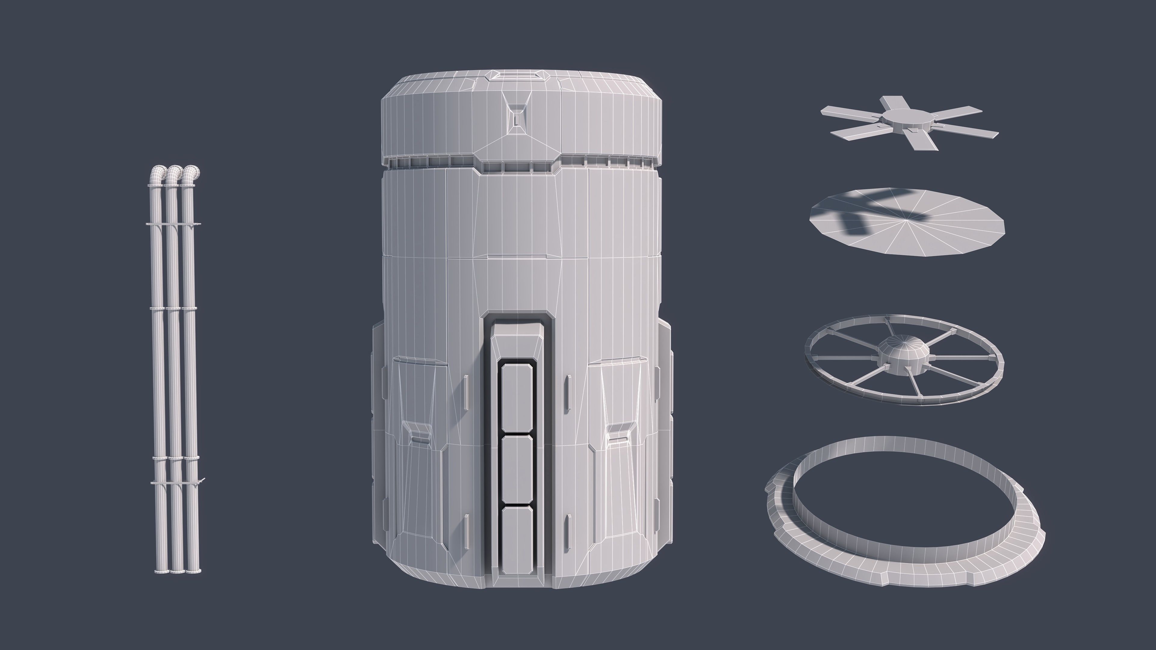 Sci-Fi Building 007 Industry-PBR Low-poly 3D model_9